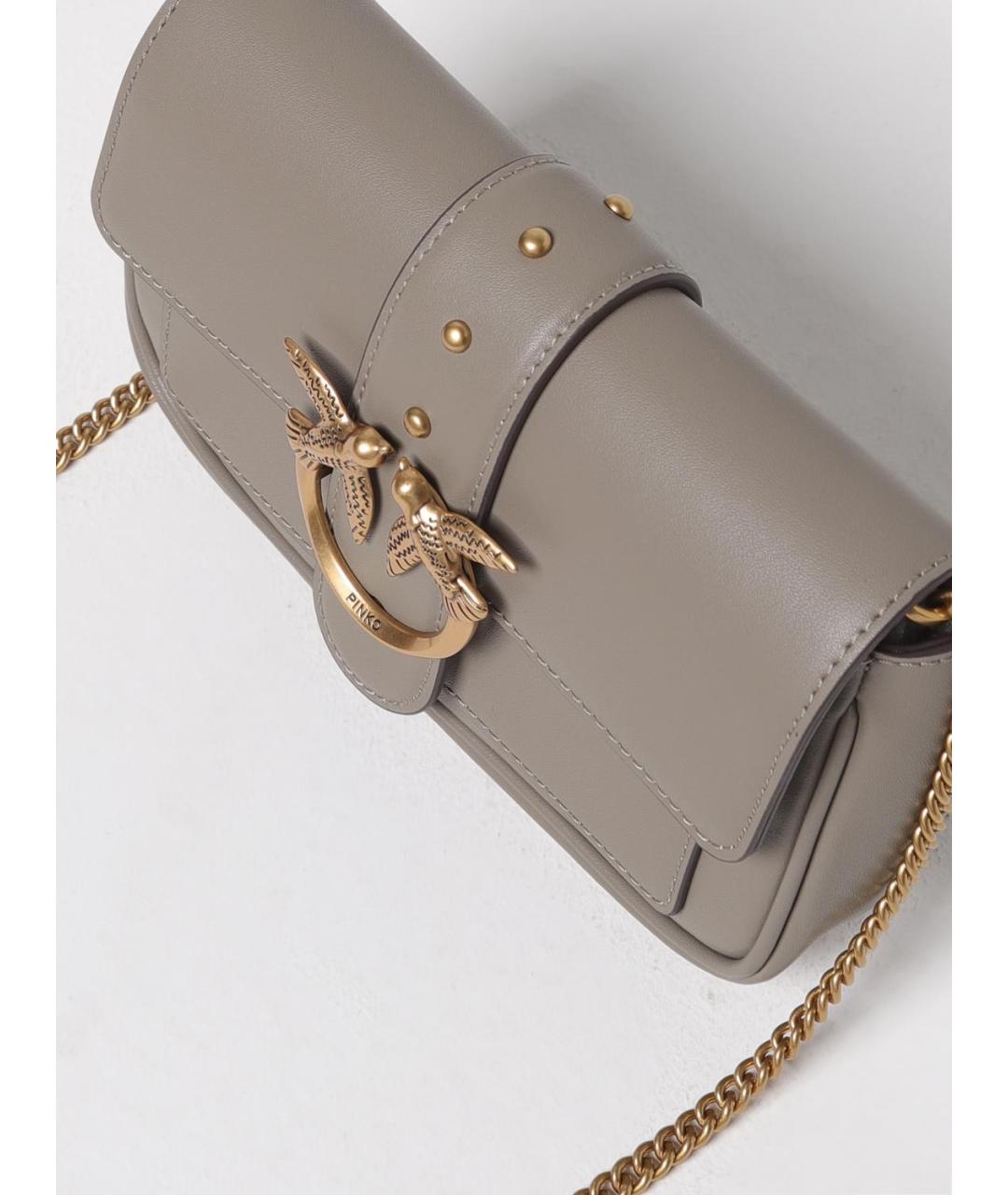 PINKO Серая кожаная сумка через плечо, фото 3