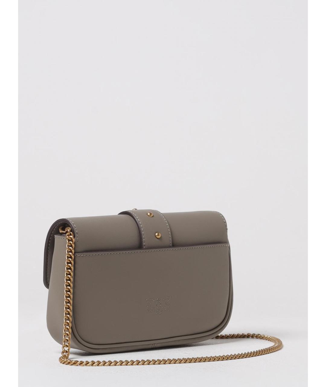 PINKO Серая кожаная сумка через плечо, фото 2