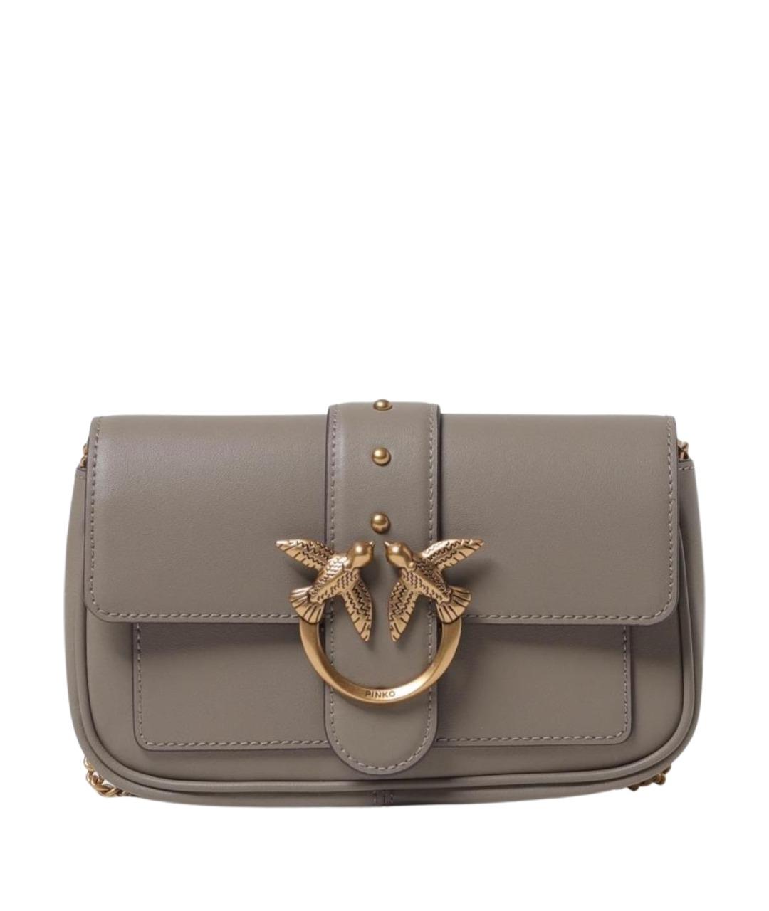 PINKO Серая кожаная сумка через плечо, фото 1