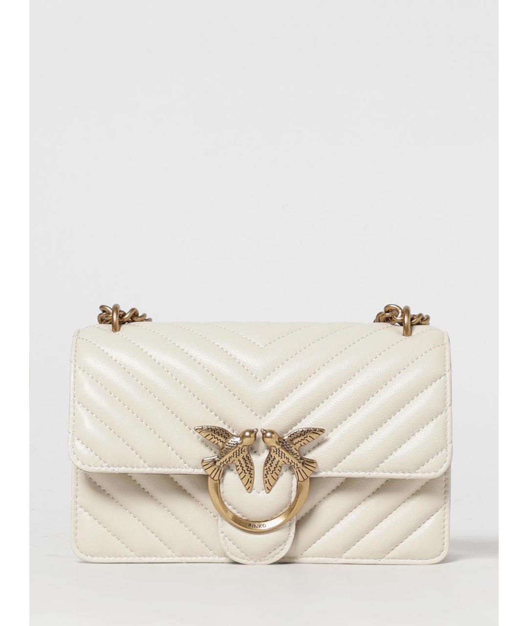 PINKO Белая кожаная сумка через плечо, фото 4