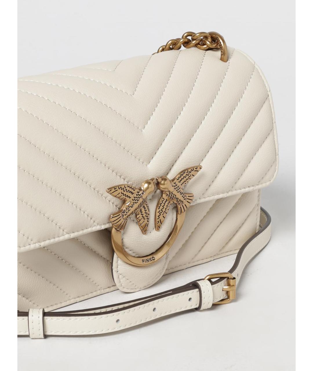 PINKO Белая кожаная сумка через плечо, фото 3