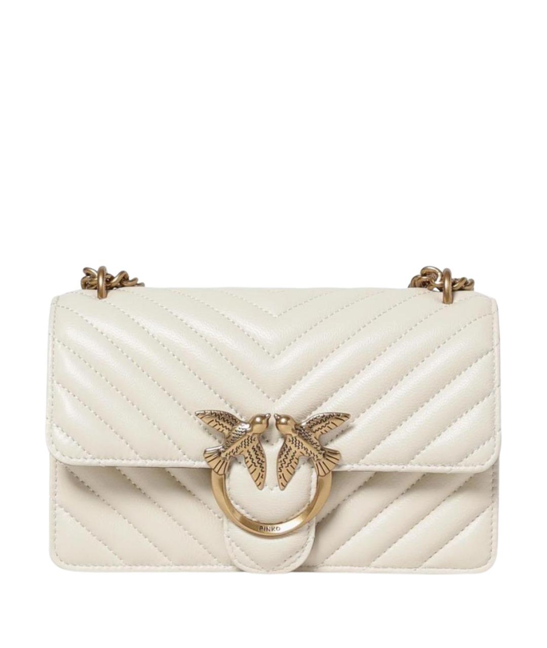 PINKO Белая кожаная сумка через плечо, фото 1