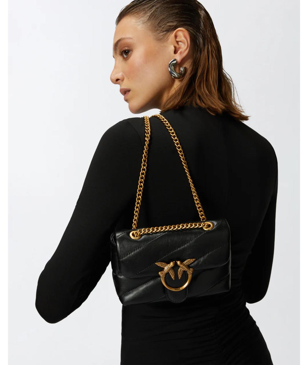 PINKO Черная кожаная сумка через плечо, фото 5