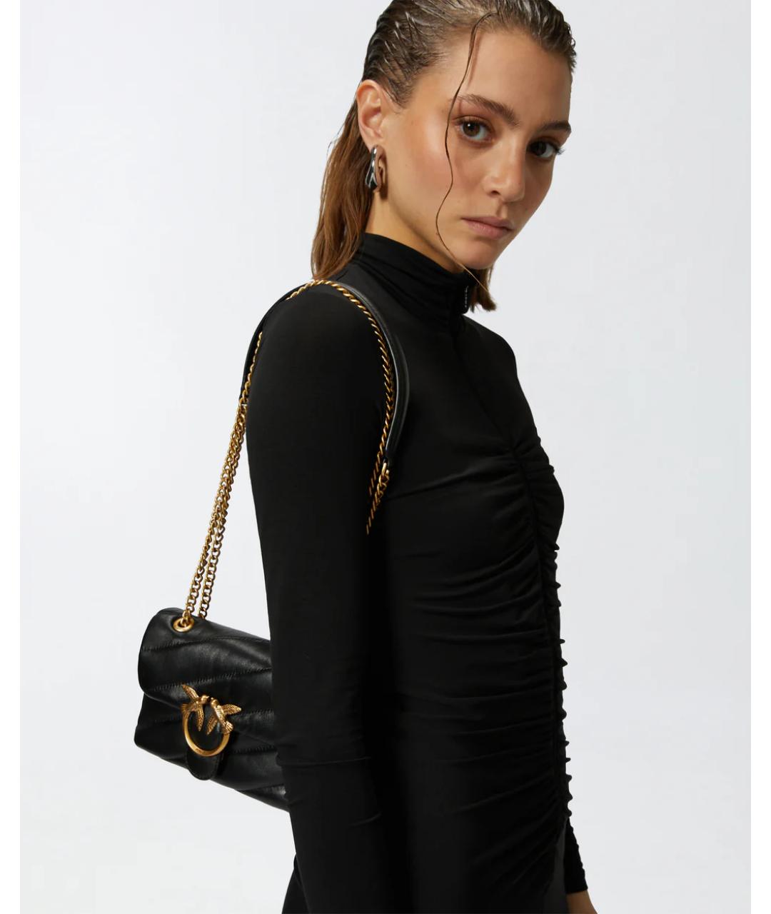 PINKO Черная кожаная сумка через плечо, фото 6