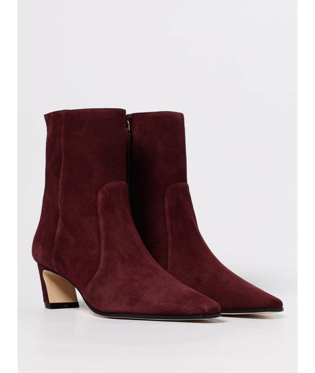 STUART WEITZMAN Бордовые замшевые ботильоны, фото 2