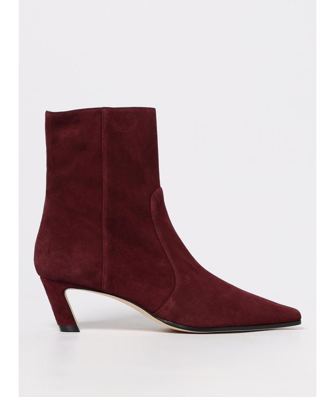 STUART WEITZMAN Бордовые замшевые ботильоны, фото 5