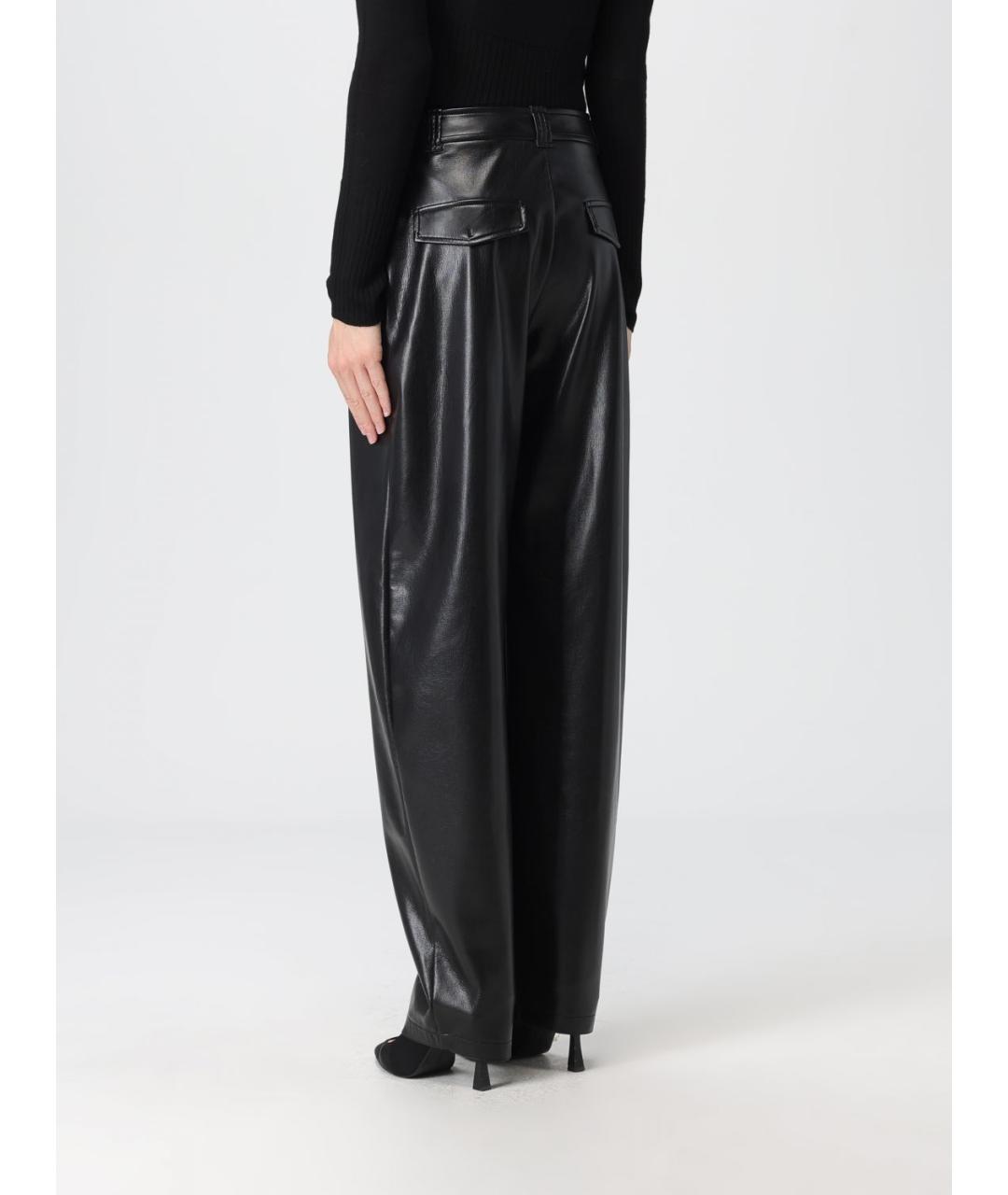 PINKO Черные полиуретановые прямые брюки, фото 3