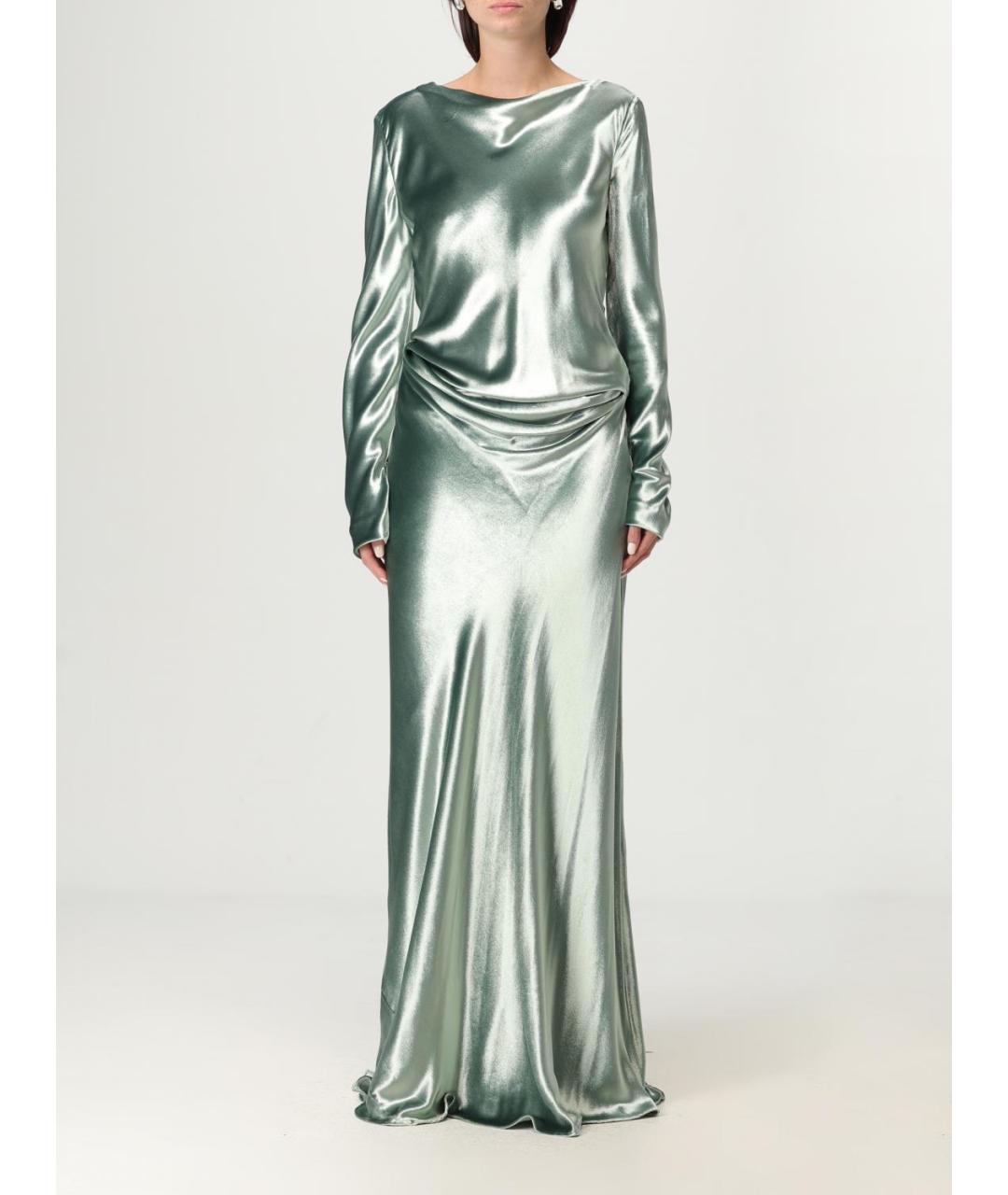 ALBERTA FERRETTI Зеленые вискозное вечернее платье, фото 2