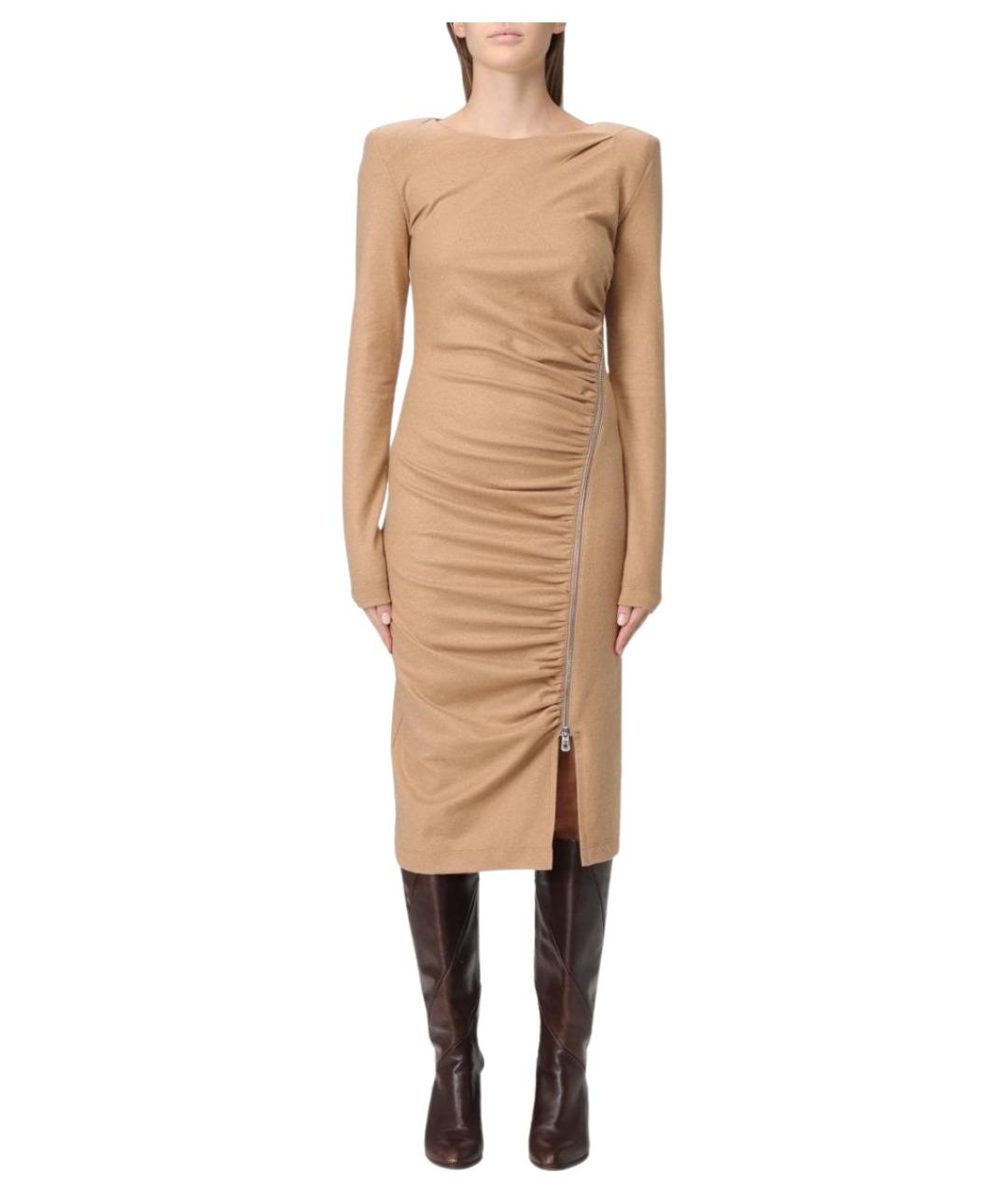 PINKO Бежевое полиэстеровое платье, фото 1