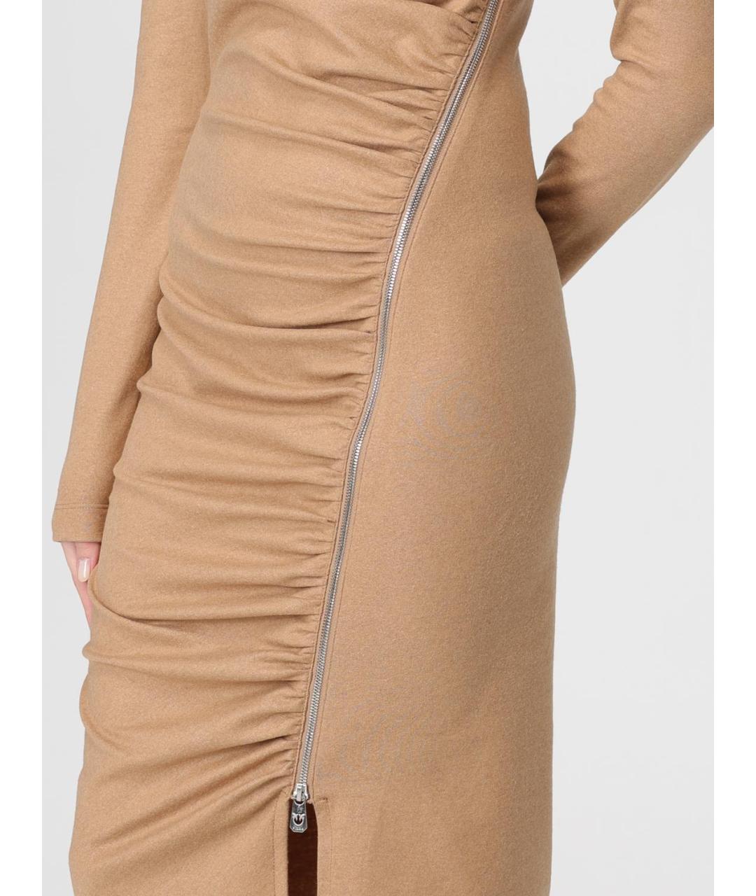 PINKO Бежевое полиэстеровое платье, фото 3