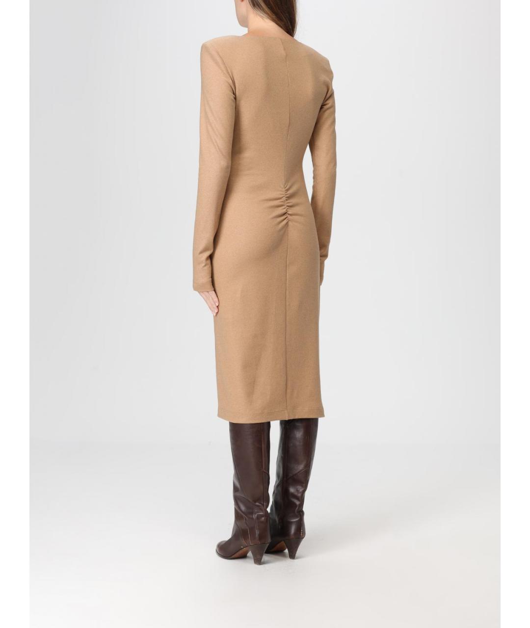 PINKO Бежевое полиэстеровое платье, фото 2