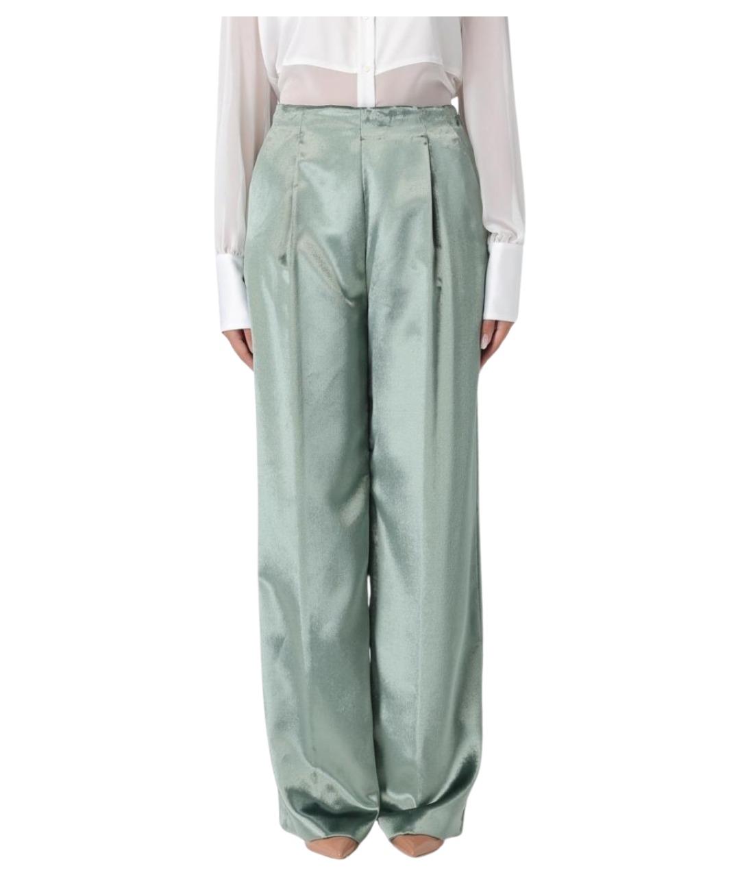 ALBERTA FERRETTI Зеленые вискозные прямые брюки, фото 1