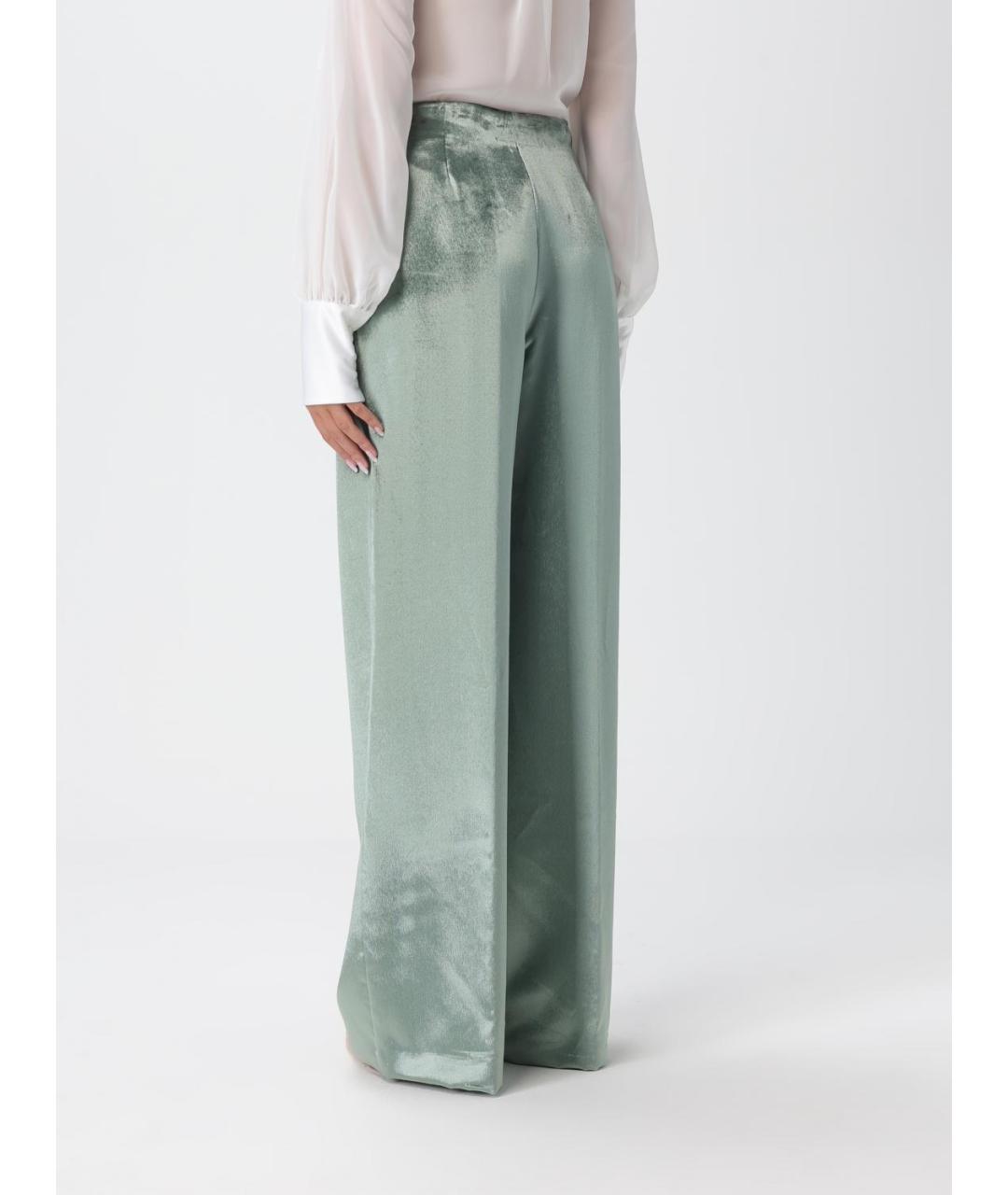 ALBERTA FERRETTI Зеленые вискозные прямые брюки, фото 3