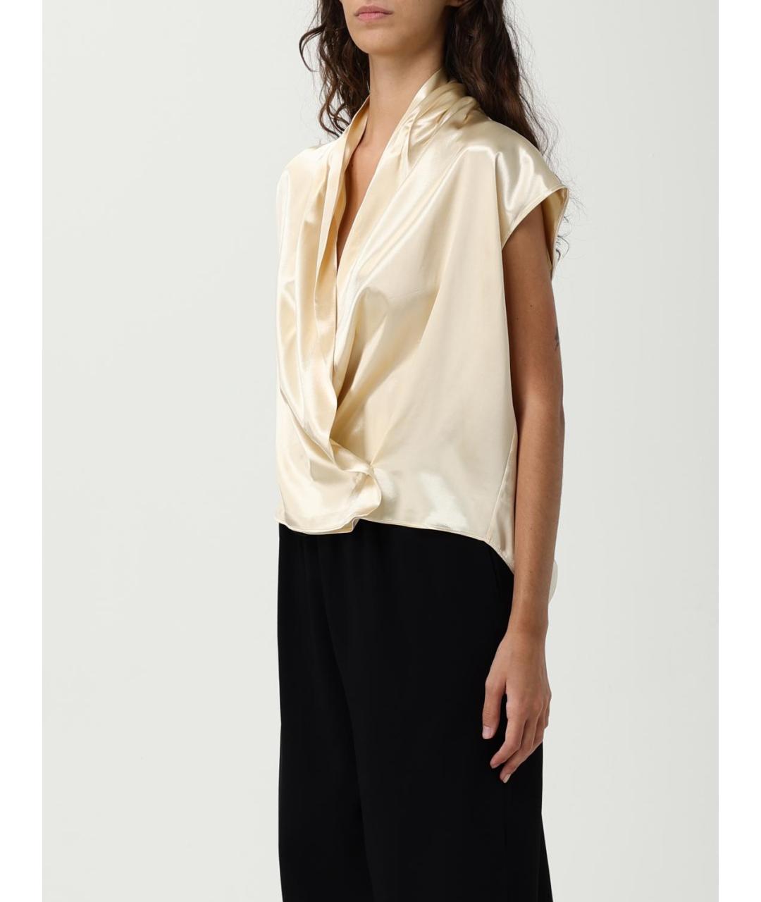ALBERTA FERRETTI Бежевая вискозная блузы, фото 4
