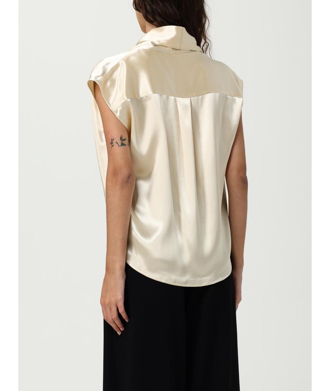 ALBERTA FERRETTI Бежевая вискозная блузы, фото 3