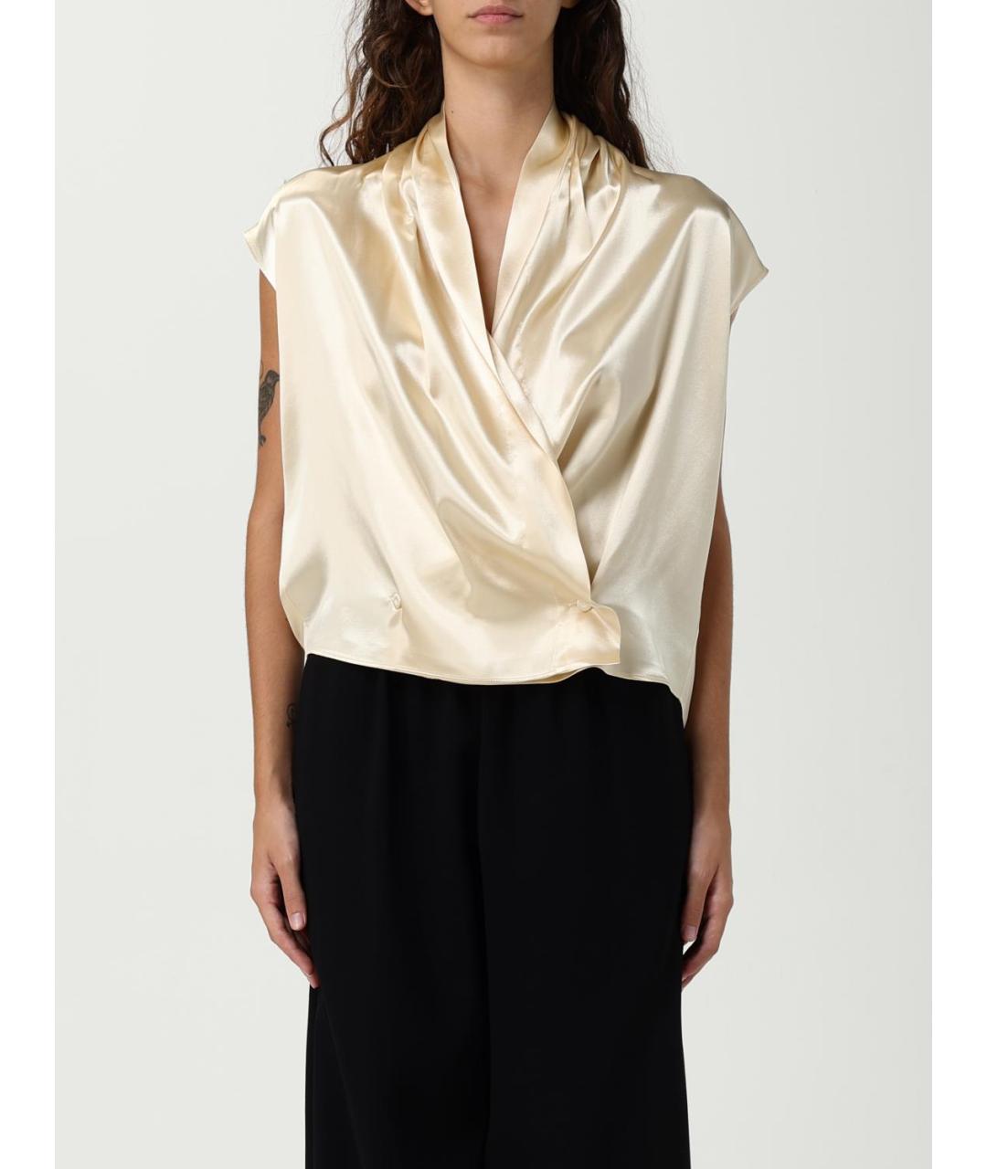 ALBERTA FERRETTI Бежевая вискозная блузы, фото 6