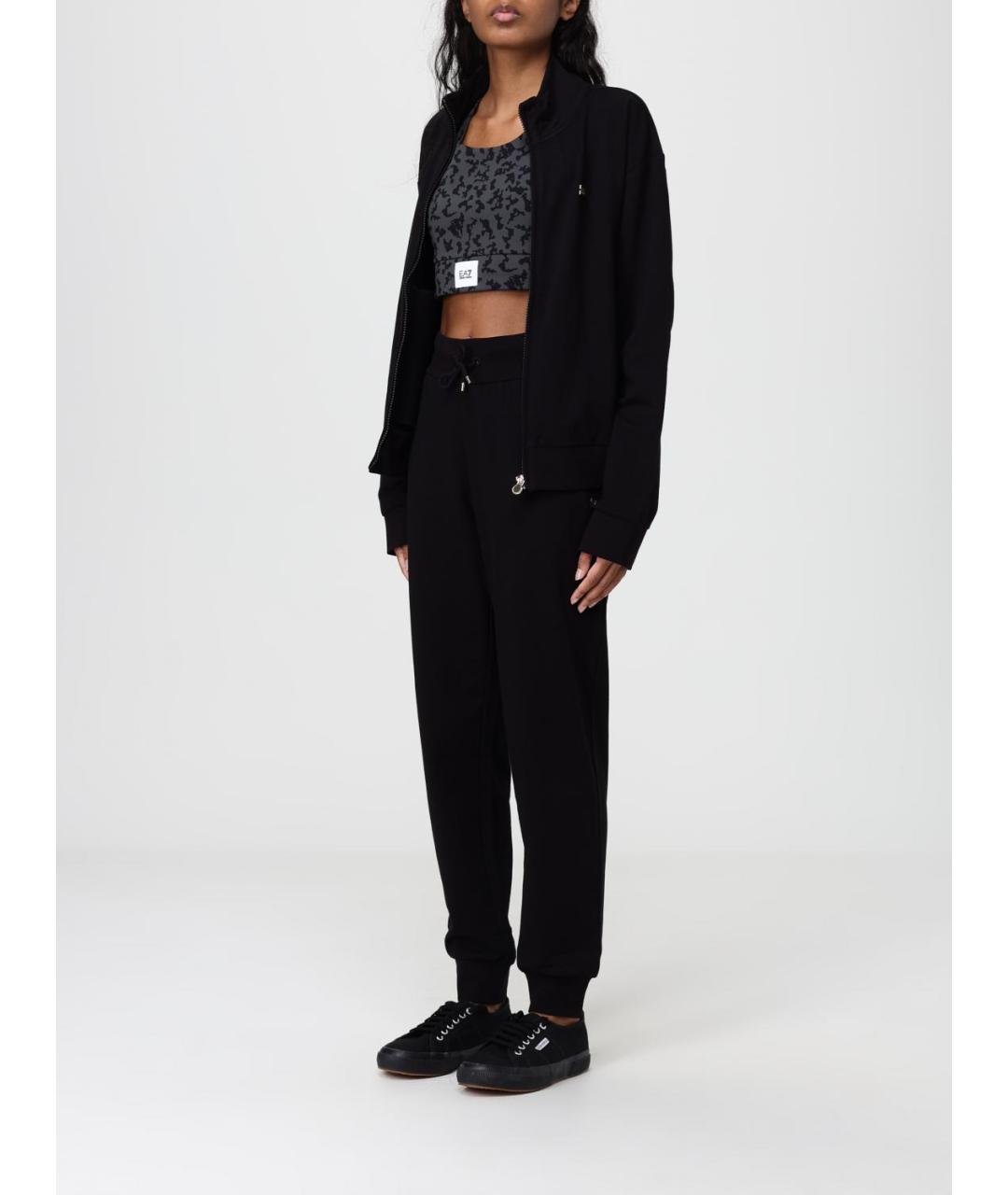 EA7 Черный хлопковый костюм с брюками, фото 4