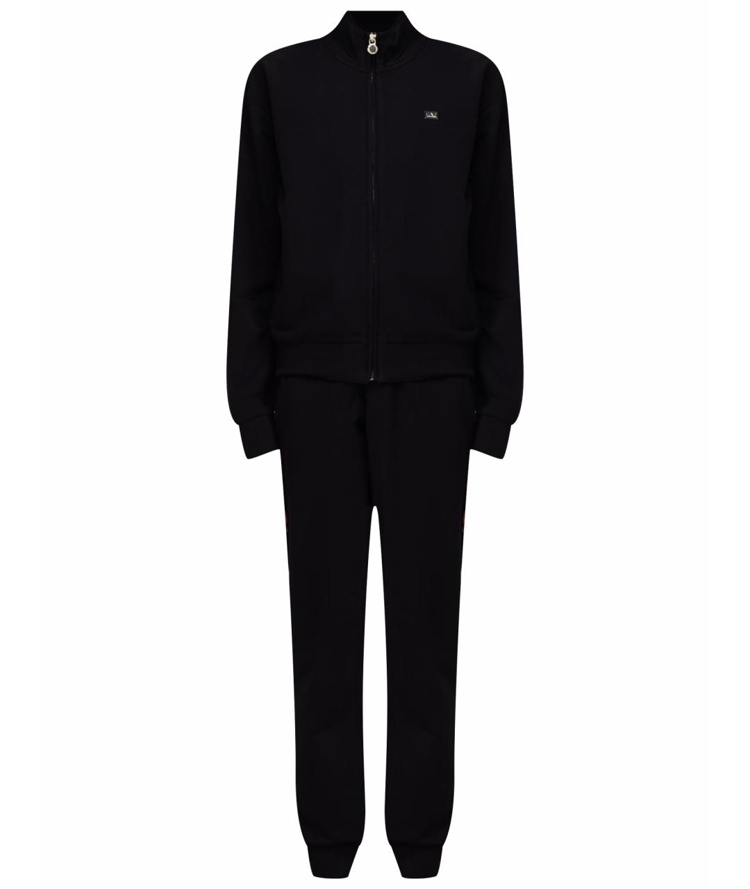 EA7 Черный хлопковый костюм с брюками, фото 1