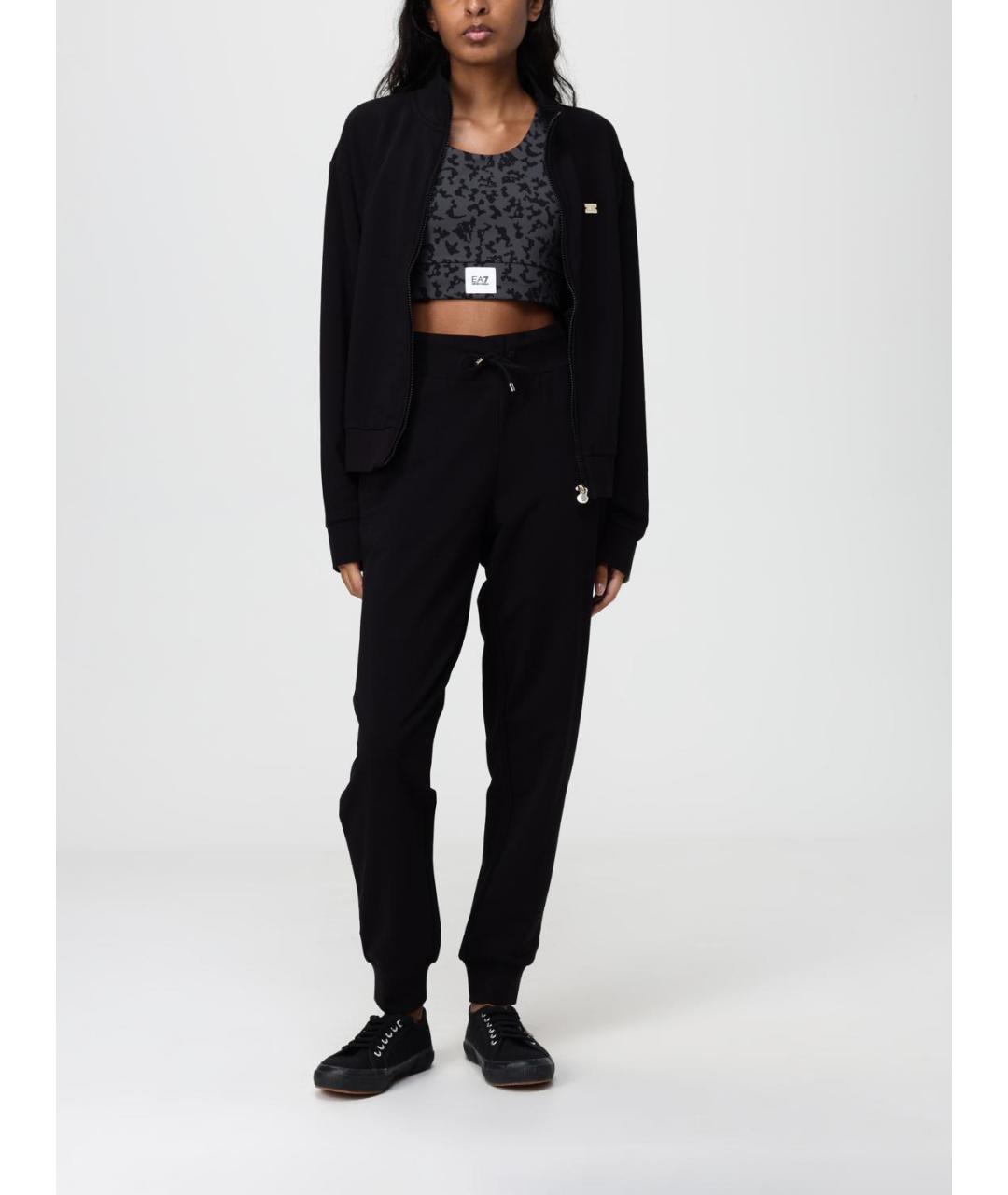 EA7 Черный хлопковый костюм с брюками, фото 2