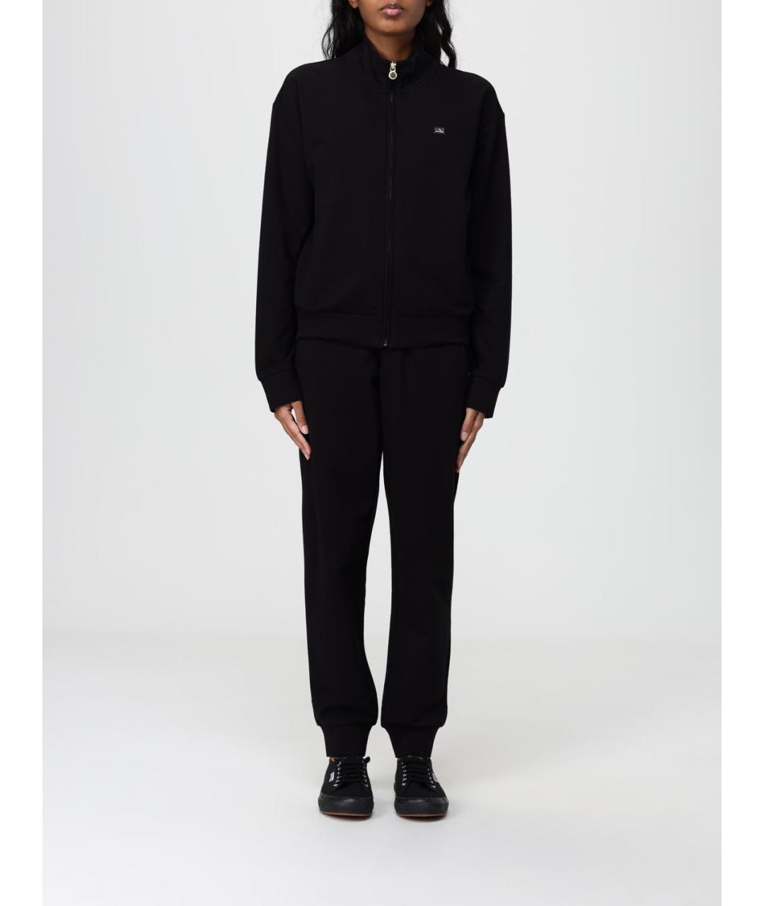 EA7 Черный хлопковый костюм с брюками, фото 7