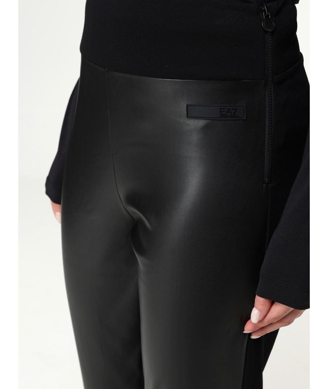 EA7 Черные полиэстеровые брюки узкие, фото 3