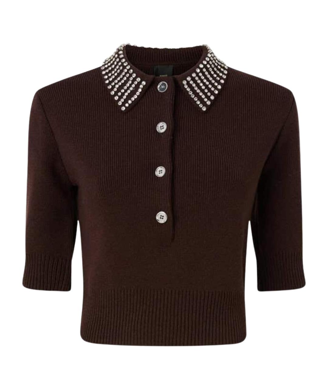 PINKO Коричневый полиэстеровый джемпер / свитер, фото 1