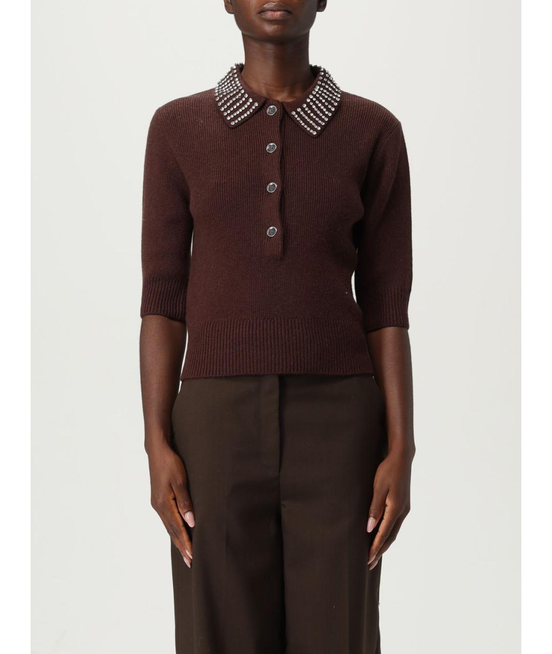 PINKO Коричневый полиэстеровый джемпер / свитер, фото 2
