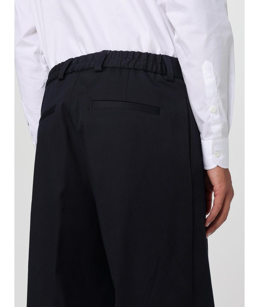 HUGO BOSS Темно-синие хлопко-эластановые повседневные брюки, фото 3