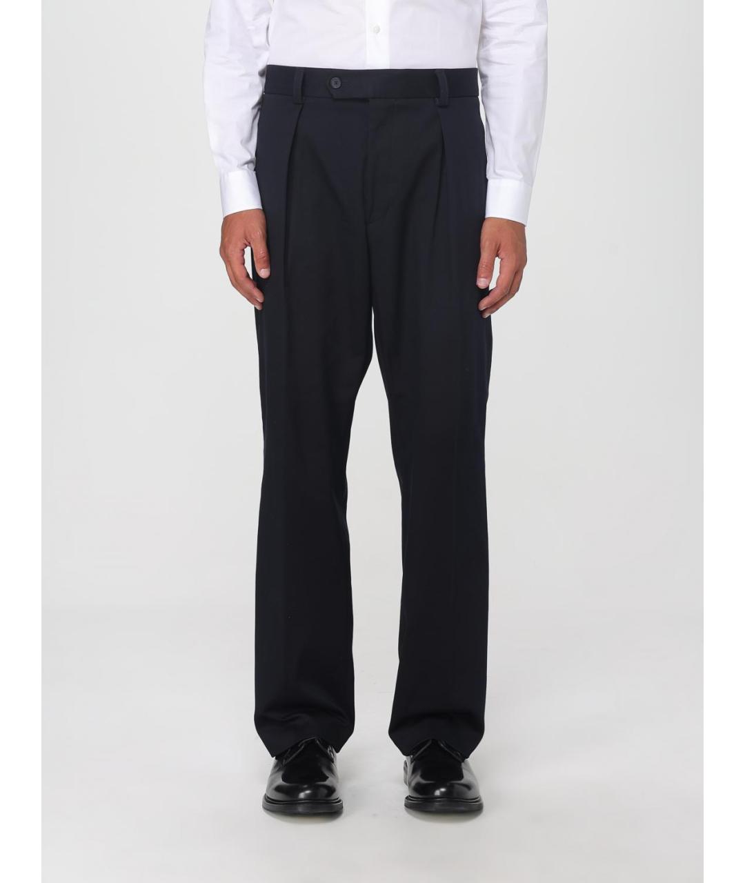 HUGO BOSS Темно-синие хлопко-эластановые повседневные брюки, фото 4