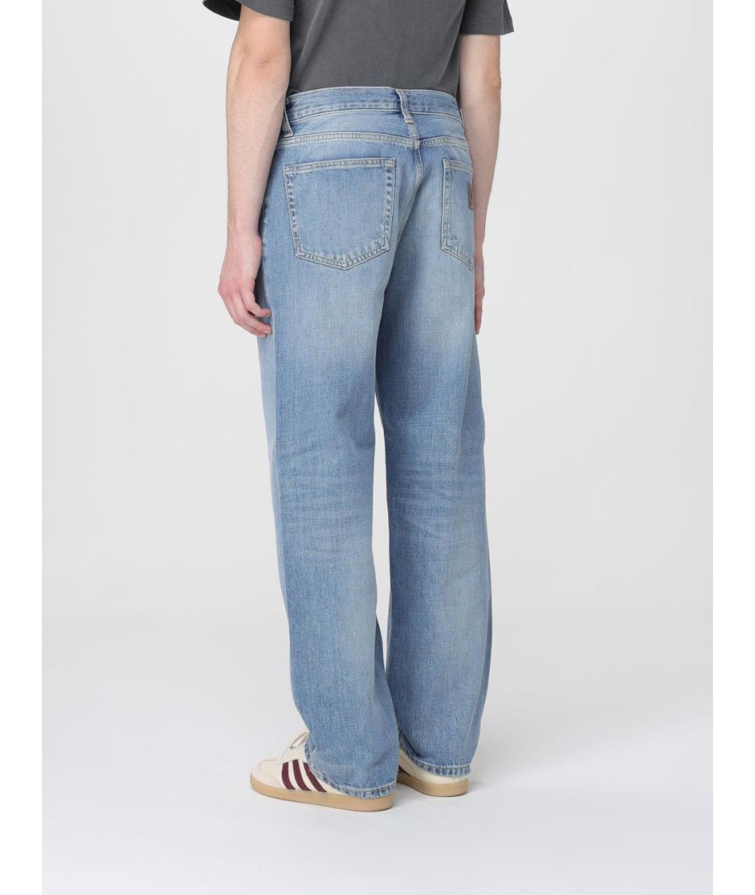 CARHARTT WIP Голубые хлопковые прямые джинсы, фото 3