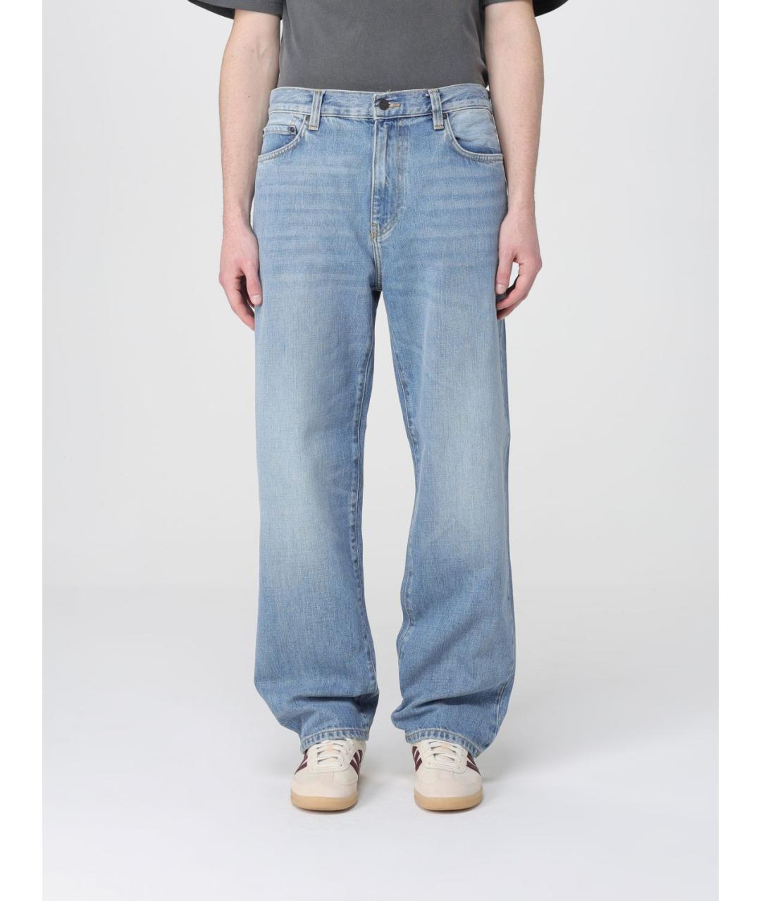 CARHARTT WIP Голубые хлопковые прямые джинсы, фото 2