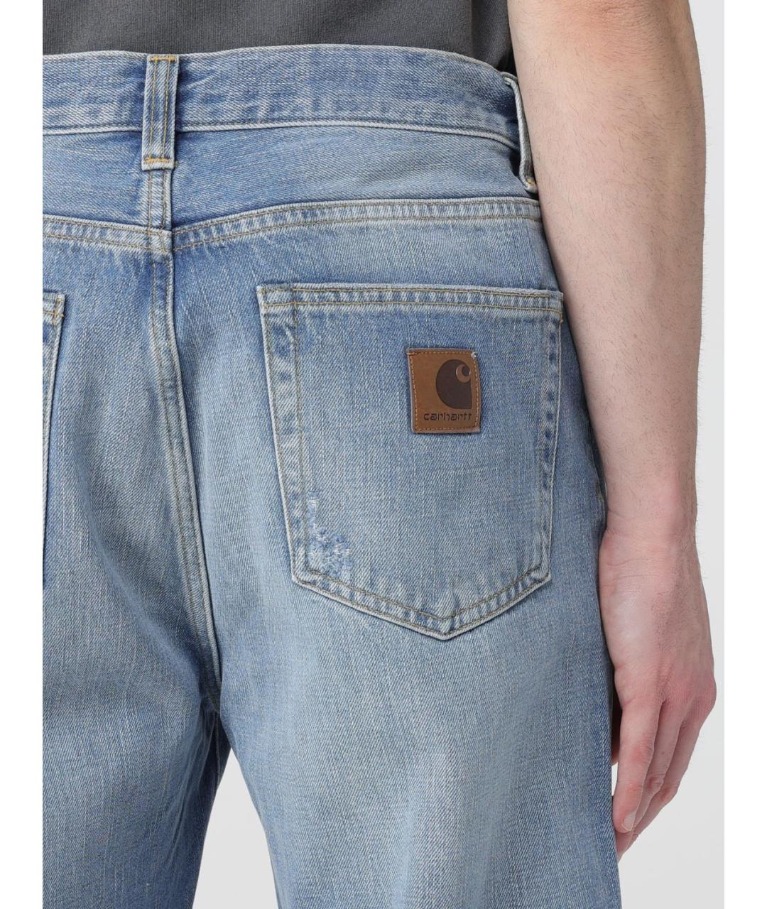 CARHARTT WIP Голубые хлопковые прямые джинсы, фото 4
