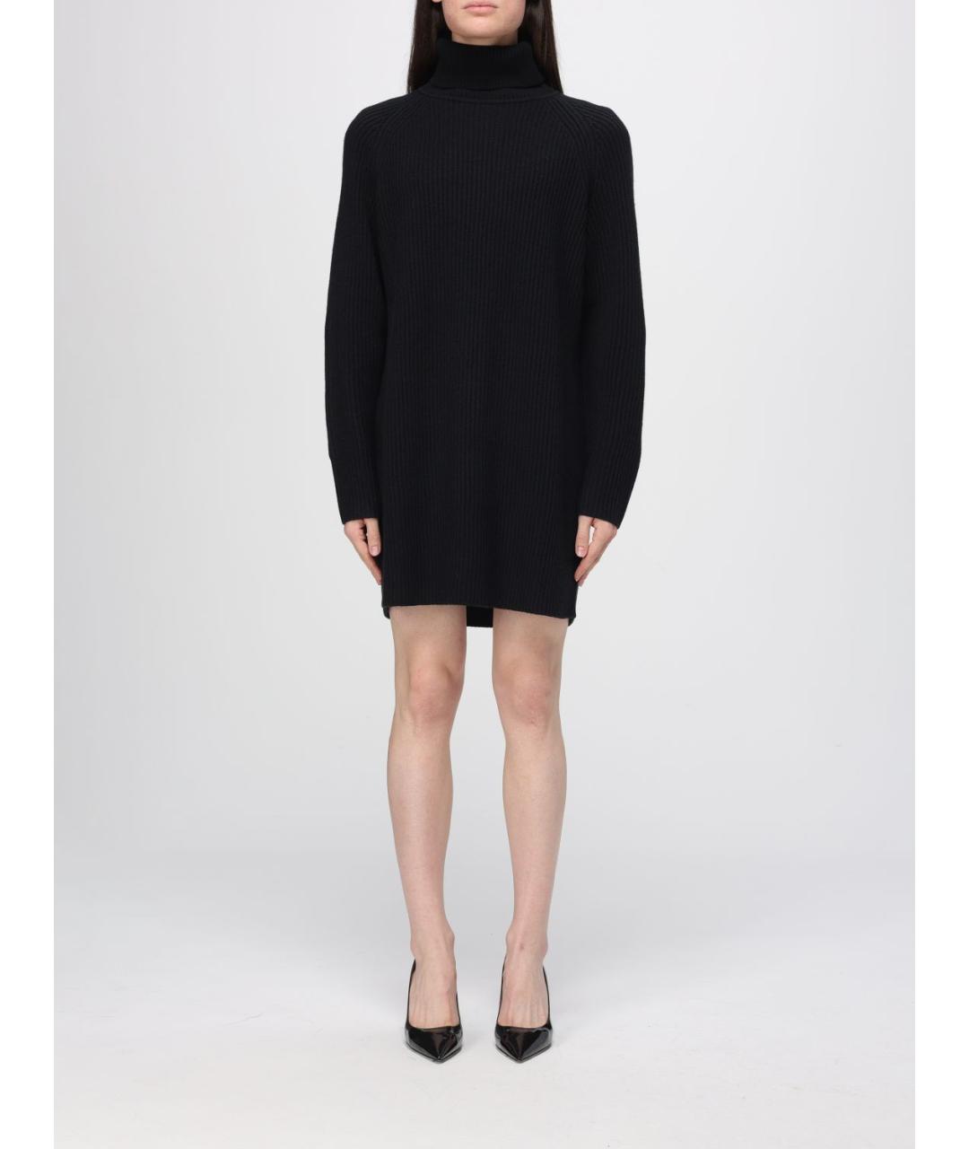 HUGO BOSS Черное шерстяное повседневное платье, фото 4