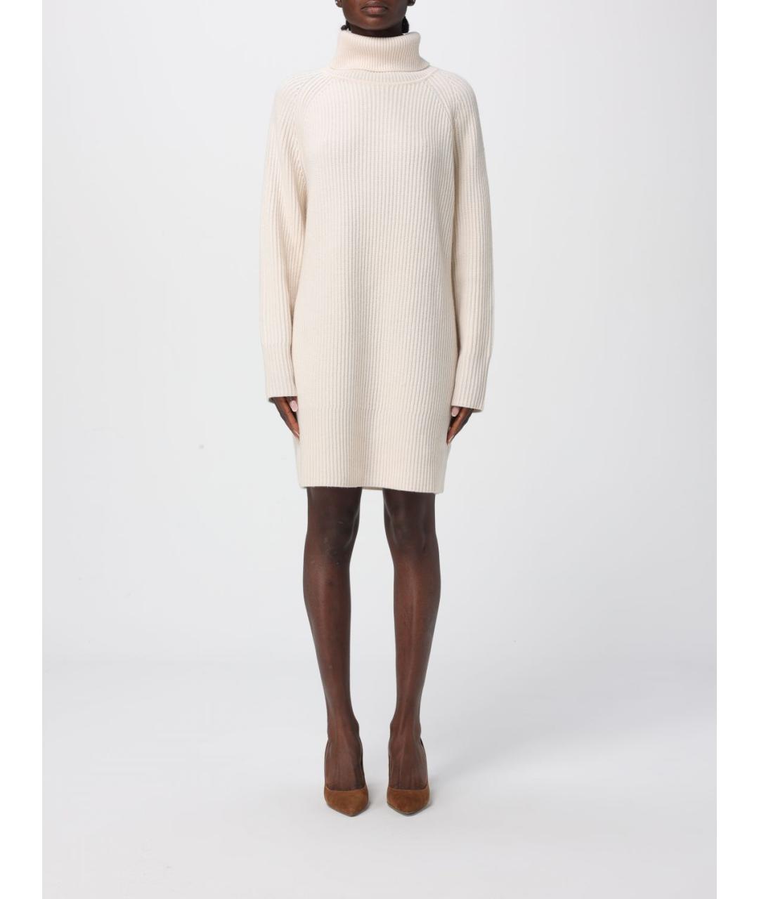 HUGO BOSS Бежевое шерстяное повседневное платье, фото 4