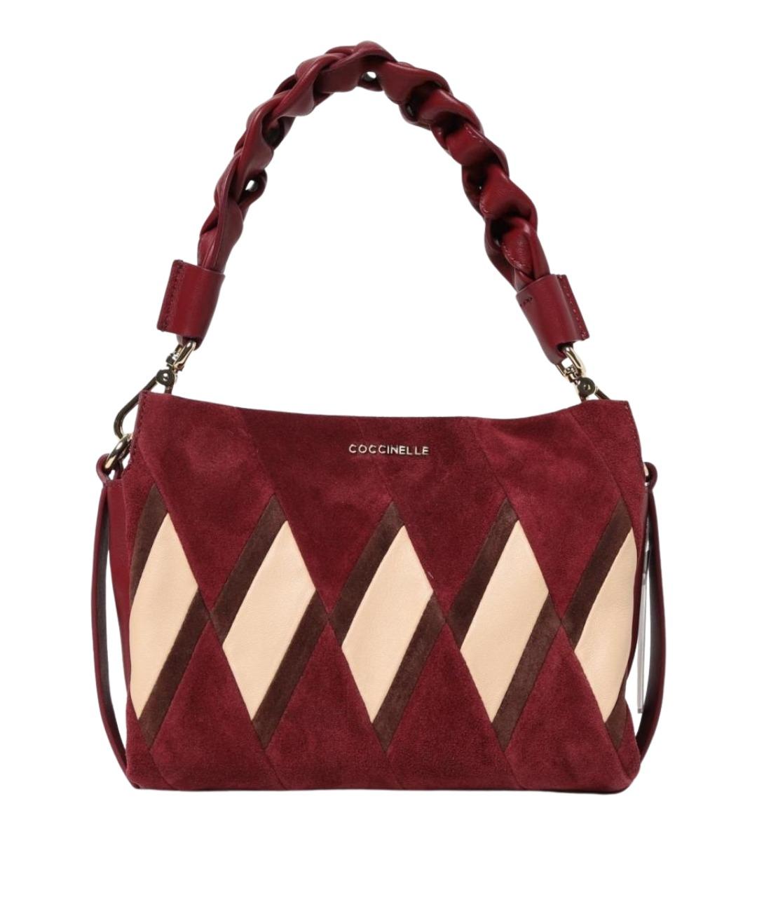 COCCINELLE Бордовая замшевая сумка через плечо, фото 1