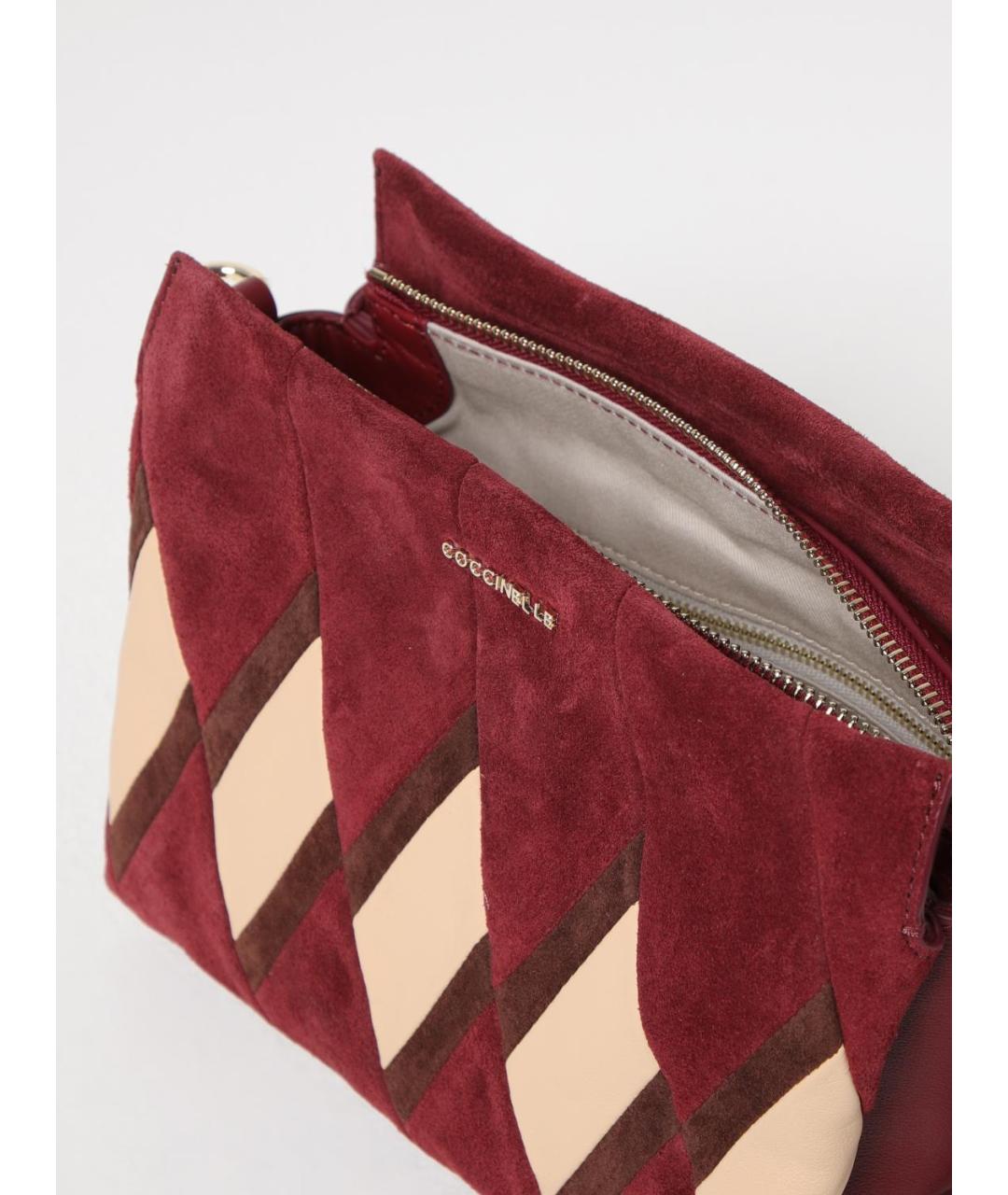 COCCINELLE Бордовая замшевая сумка через плечо, фото 3
