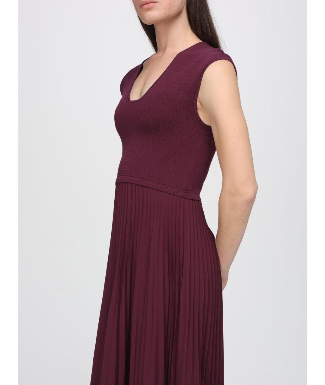 HUGO BOSS Бордовое полиэстеровое повседневное платье, фото 3