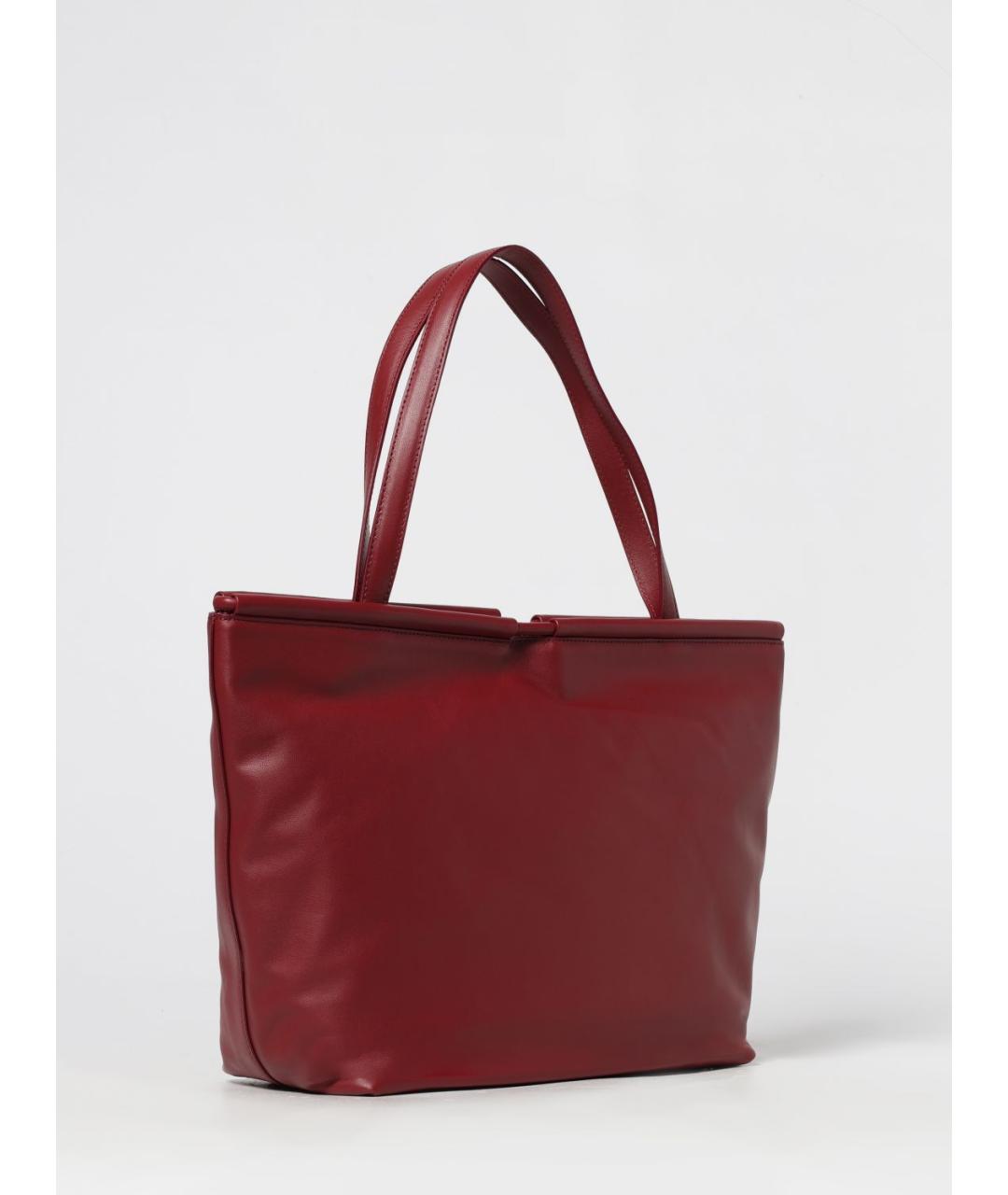 COCCINELLE Бордовая кожаная сумка тоут, фото 2