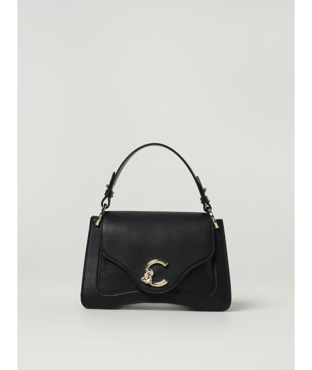 COCCINELLE Черная кожаная сумка с короткими ручками, фото 4