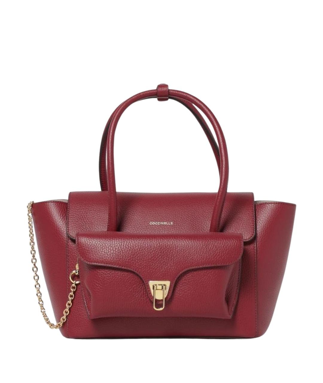 COCCINELLE Бордовая кожаная сумка тоут, фото 1