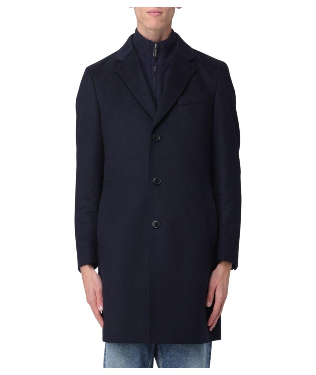 HUGO BOSS Синее шерстяное пальто, фото 1