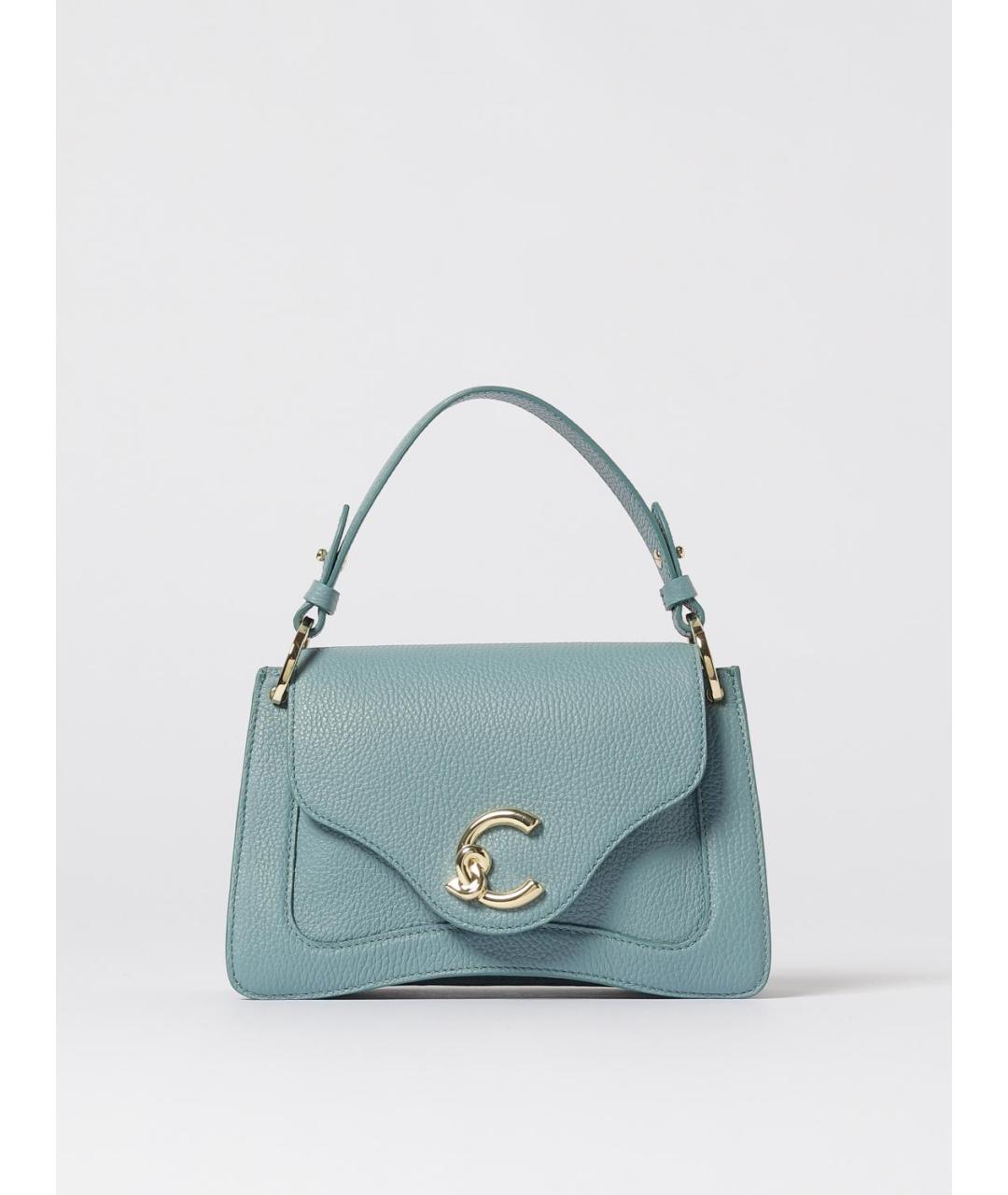 COCCINELLE Голубая кожаная сумка с короткими ручками, фото 4