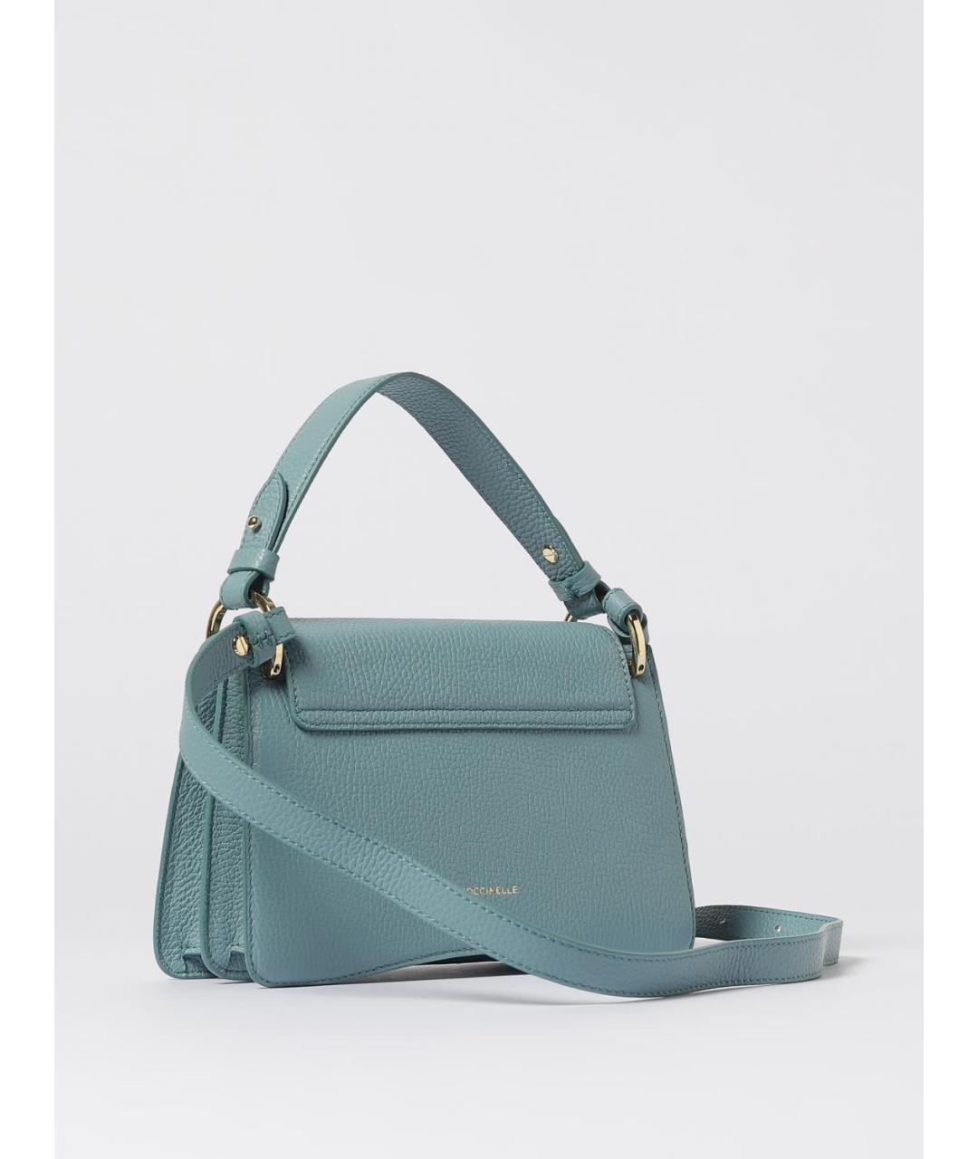 COCCINELLE Голубая кожаная сумка с короткими ручками, фото 2