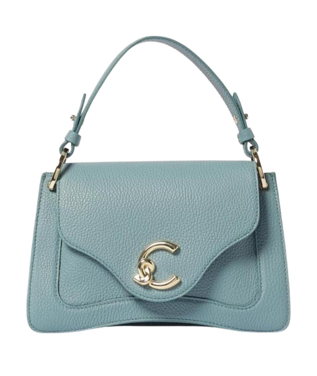 COCCINELLE Голубая кожаная сумка с короткими ручками, фото 1