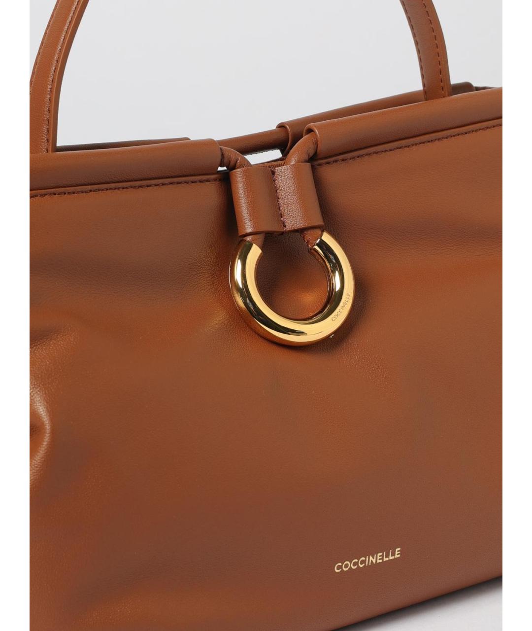 COCCINELLE Коричневая кожаная сумка тоут, фото 3