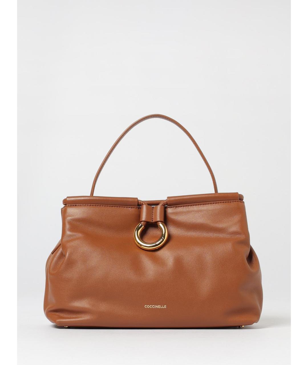 COCCINELLE Коричневая кожаная сумка тоут, фото 4