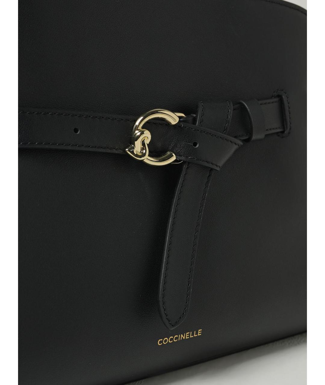 COCCINELLE Черная кожаная сумка тоут, фото 3