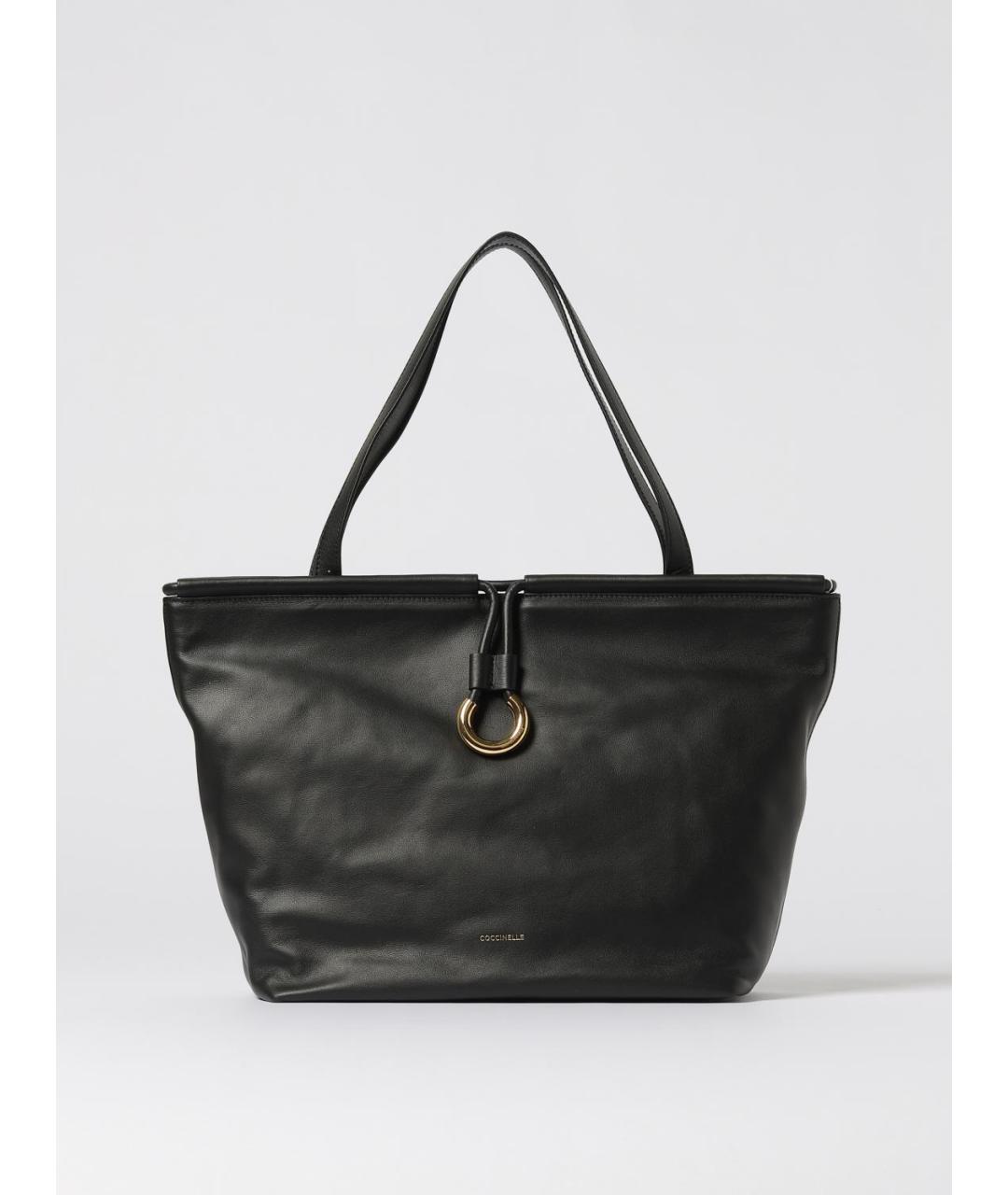 COCCINELLE Черная кожаная сумка тоут, фото 4