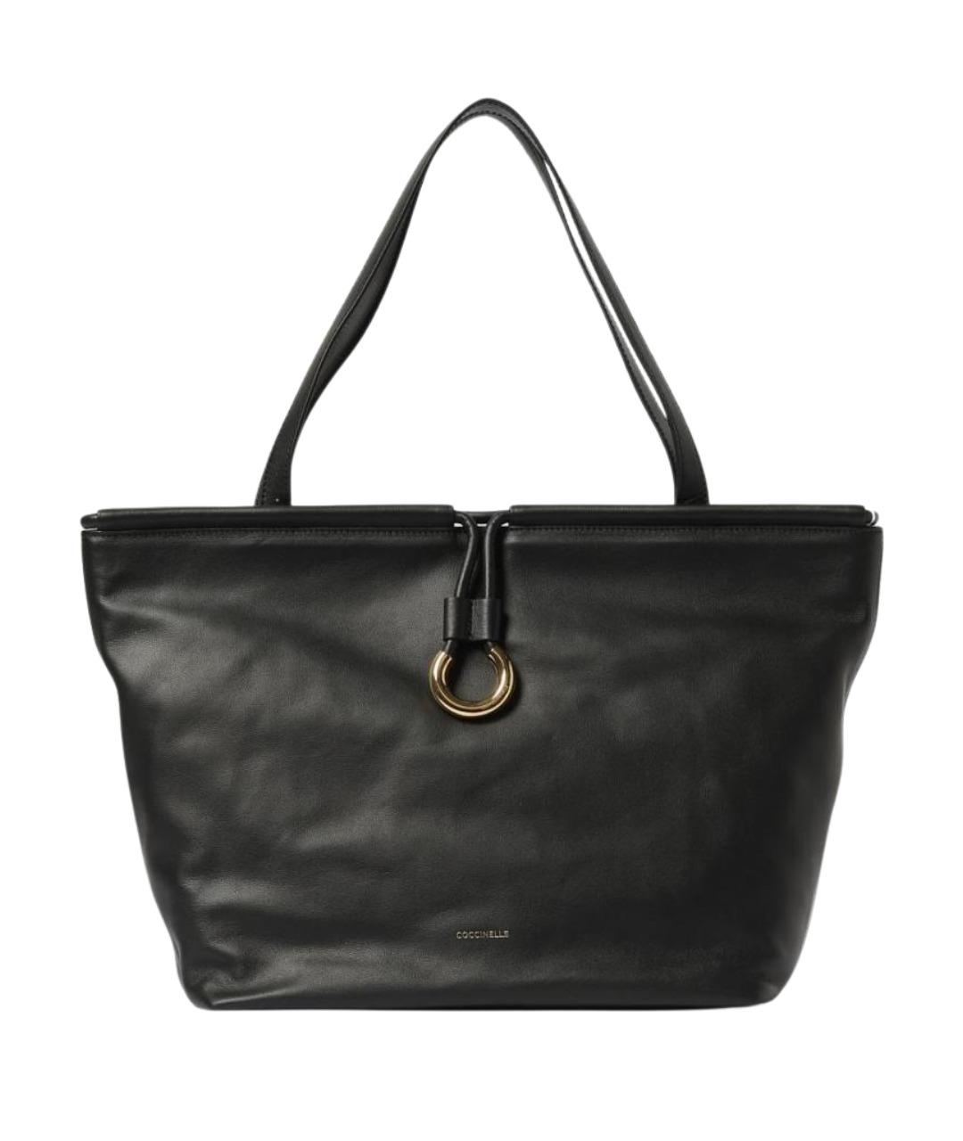 COCCINELLE Черная кожаная сумка тоут, фото 1
