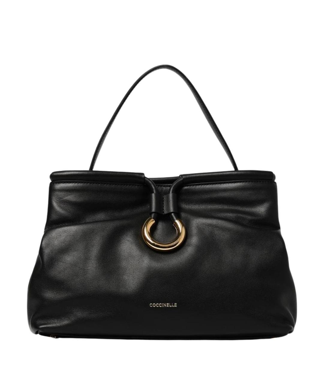 COCCINELLE Черная кожаная сумка тоут, фото 1